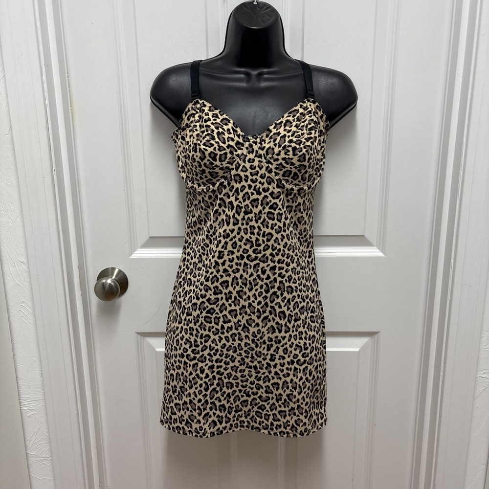 Nancy Ganz Bodyslimmers Animal‎ Print Indie Sleaze Body Slip Dress  - 36D